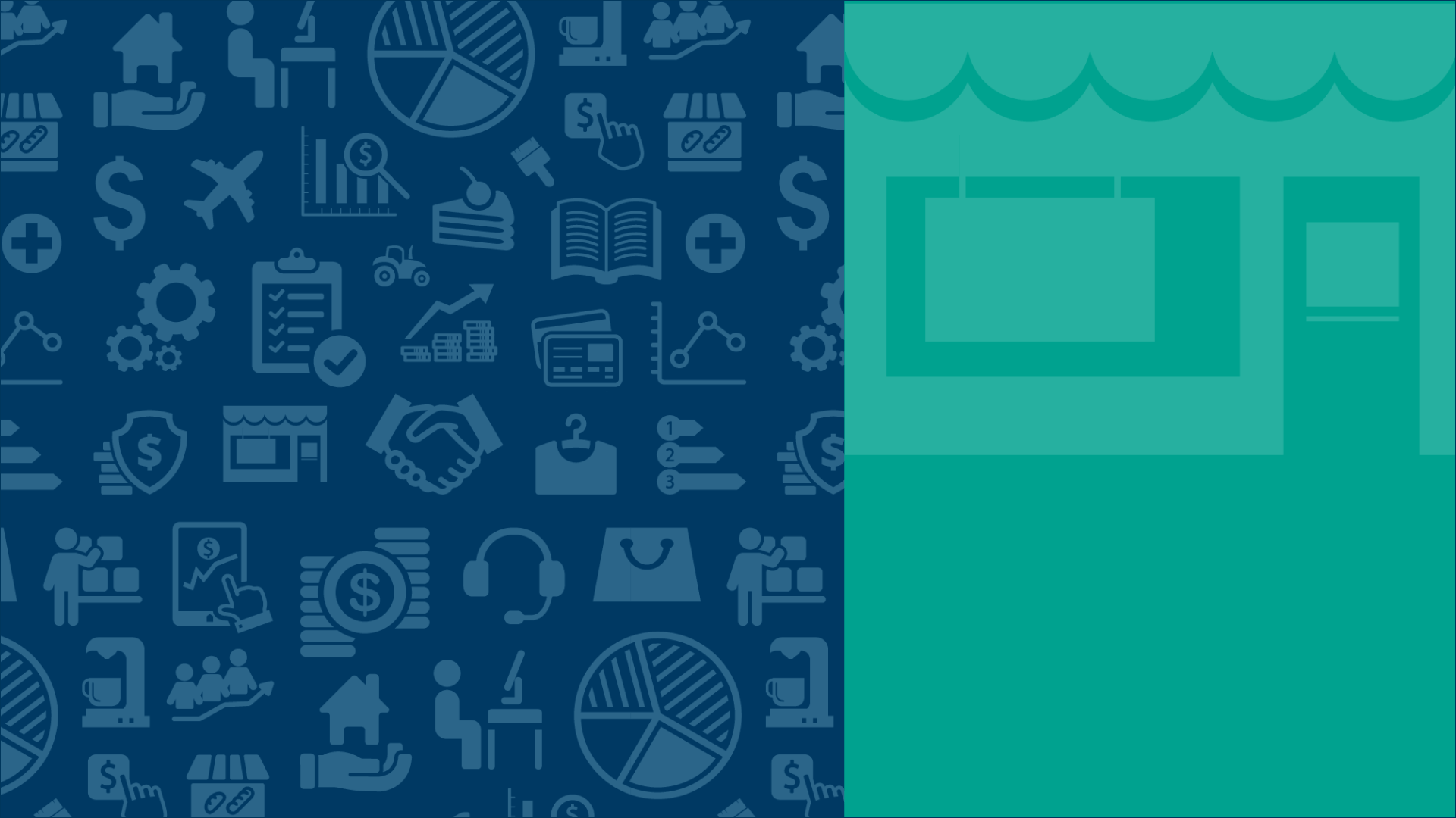 Two tone background with business icons