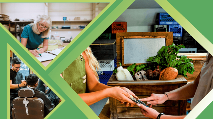 Small business owners working with clients