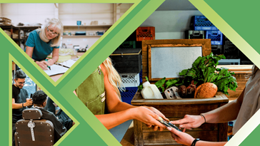 Small business owners working with clients