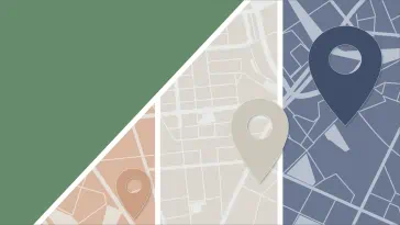 A graphic of a map with three pins.
