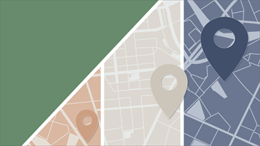 A graphic of a map with three pins.
